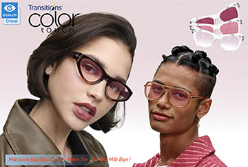 Tròng kính đổi màu Transitions Color Touch giữ sắc trong nhà