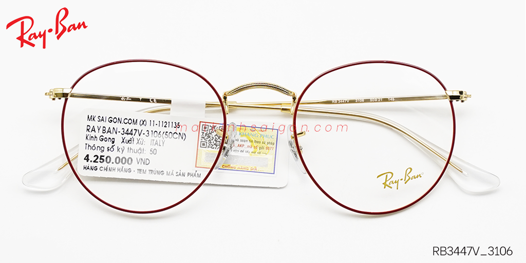 Gọng Kính Hợp Kim Metal RayBan RB3447V_3106 - Hover