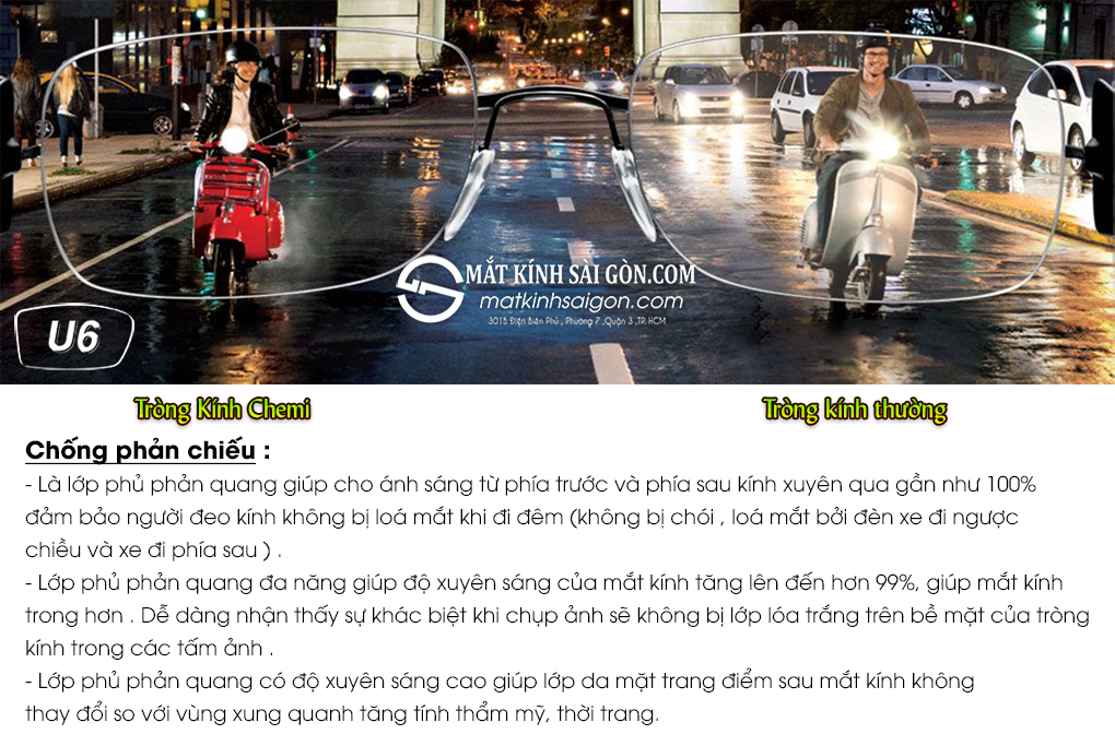 Tròng Kính 1.60 Chemi U6 BLUE LIGHT CUT - Hình 10