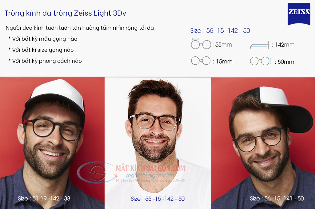 Tròng Kính Đa Tròng 1.50 Zeiss Light 3Dv - Hình 3