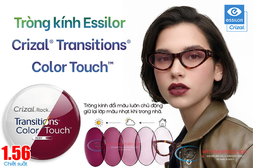 Tròng Kính Đổi Màu 1.56 Essilor Crizal® Transitions® Color Touch™