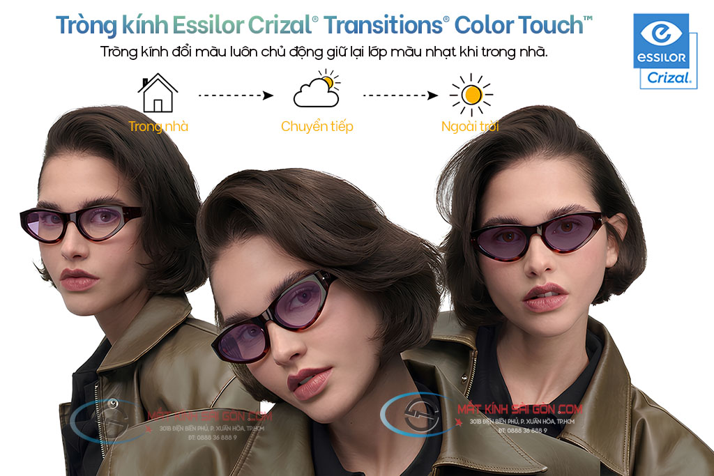 Tròng Kính Đổi Màu 1.56 Essilor Crizal® Transitions® Color Touch™ - Hình 2