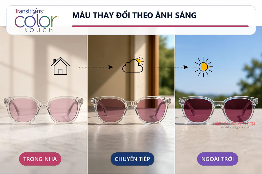 Tròng Kính Đổi Màu 1.56 Essilor Crizal® Transitions® Color Touch™ - Hình 7