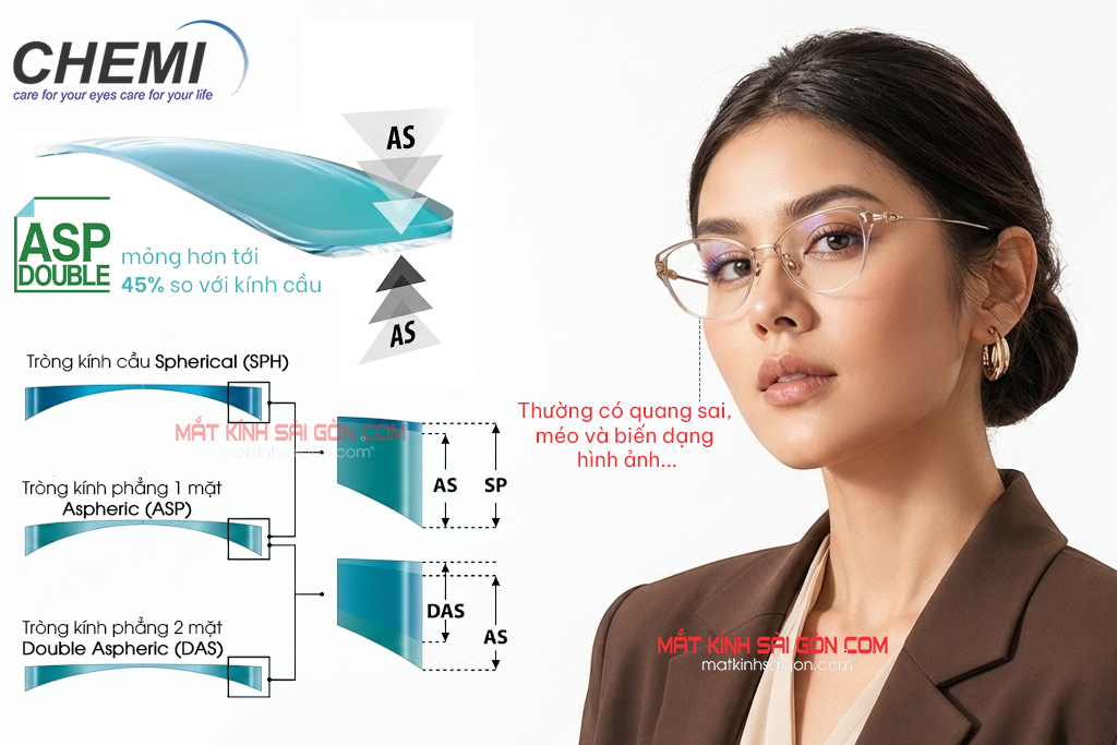 TRÒNG KÍNH PHI CẦU 2 MẶT CHEMI DOUBLE ASPHERIC 1.67 - Hình 2